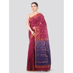 Pinkloom Pink Silk Floral Saree With Blouse Piece-picture-34