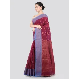 Pinkloom Pink Silk Floral Saree With Blouse Piece image 3