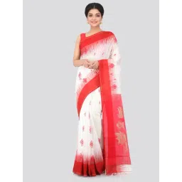 Pinkloom White Cotton Silk Printed Saree With Blouse-picture-25