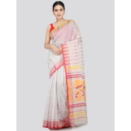 Pinkloom White Cotton Woven Saree-picture-16