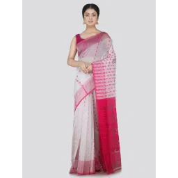Pinkloom White Cotton Woven Saree-picture-37