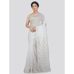 Pinkloom White Cotton Woven Saree-picture-13