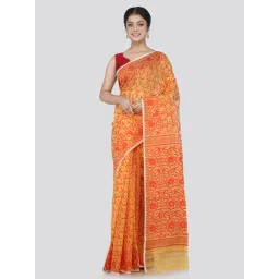 Pinkloom Yellow & Red Cotton Woven Saree-picture-14