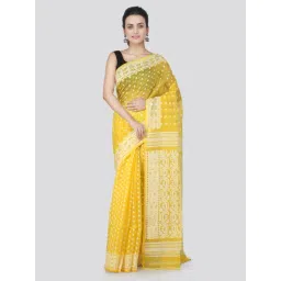 Pinkloom Yellow Textured Saree Without Blouse-picture-17