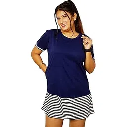 Pinkshell Women’s/Ladies/Girls Long Stripe Panel Polo T-Shirt, Round Neck Regular Fit/Side Pocket/Side Slit/Half Sleeves-picture-41