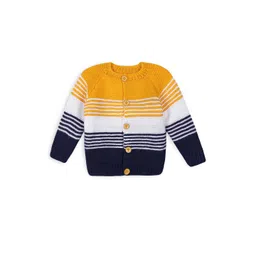 Pinkshierd Unisex Kids Yellow, White & Blue Striped Woollen Sweater Vest-picture-37