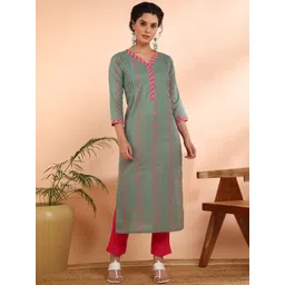 PinkTribe Women Floral Printed Casual Pure Cotton Straight Kurta-picture-14