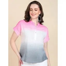 PinkTribe Women Tie and Dye Mandarin Collar Casual Top-picture-20