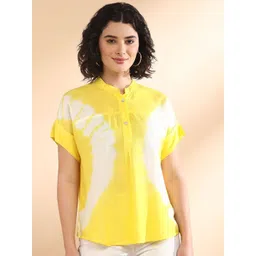 PinkTribe Women Tie and Dye Mandarin Collar Top-picture-34