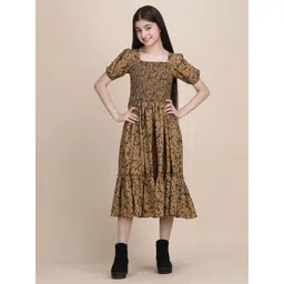 Pinly Puff Sleeve Crepe Fit & Flare Midi Dress-picture-25