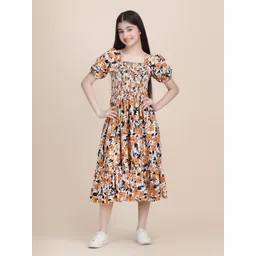 Pinly Puff Sleeve Crepe Fit & Flare Midi Dress-picture-26