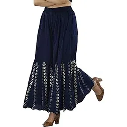 pinovo Women's Ethnic Rayon Mirror Work Palazzo-picture-23