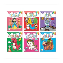 pinwheel books My Easy Colouring Books, Unicorns, Dinosaurs, Pirates, Space & more, Set of 6 Books - English-picture-18