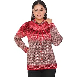 pipasa Women Woollen Buttoned Collar Neck Printed Stylish Party Winter Wear Coat Cardigan-picture-20