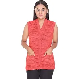 pipasa Women Woollen Buttoned v-Shape Sleeveless Cardigan-picture-18