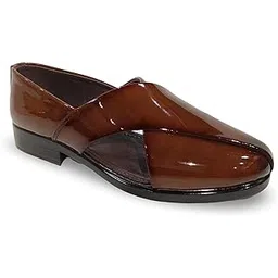 Pishori/Peshawari Sandals for Men | Shiny Patent Look| Ethnic Wear | Durable PU Sole | Elegant Design | Indo Western Dress Shoes-picture-43