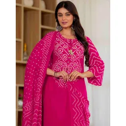 Pistaa Women Bandhani Printed Regular Pure Cotton Kurta with Pyjamas & With Dupatta-picture-33