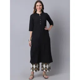 Pistaa Women Black Printed Layered Kurti with Trousers-picture-25