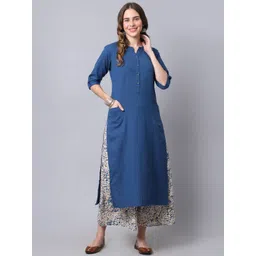 Pistaa Women Blue Printed Kurta with Palazzos-picture-20
