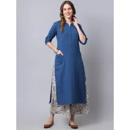 Pistaa Women Blue Solid Kurta with Palazzos-picture-17