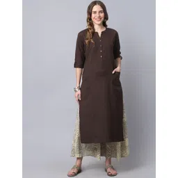 Pistaa Women Brown Kurti with Skirt & With Dupatta-picture-26