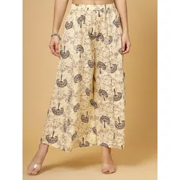 Pistaa Women Ethnic Motifs Printed Cotton Flared Palazzos-picture-29