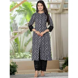 Pistaa Women Ethnic Motifs Printed Pure Cotton Kurta with Palazzo-picture-24