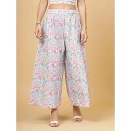 Pistaa Women Floral Printed Cotton Flared Palazzos-picture-36