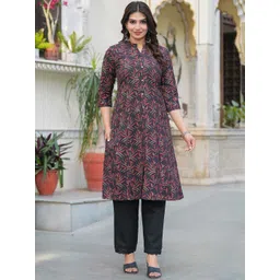 Pistaa Women Floral Printed Regular Pure Cotton Kurta with Palazzos-picture-21