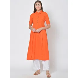 Pistaa Women Orange Solid Anarkali Kurta-picture-14