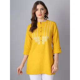 Pistaa Yellow & White Embroidered Kurti-picture-29