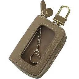 pit-life(ピットライフ) Pit Life Key Case, Smart Key Compatible, Genuine Leather, Storage for 2, Clear Window (14 Colors in Total, Includes Carabiner) for Men and Women, Double Zippers, beige, (greige)-picture-47