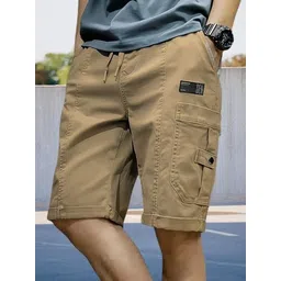 Solid Men Brown Cargo Shorts-image-32