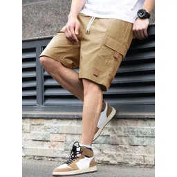 Solid Men Brown Cargo Shorts-image-38