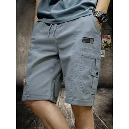 Solid Men Grey Cargo Shorts-image-19
