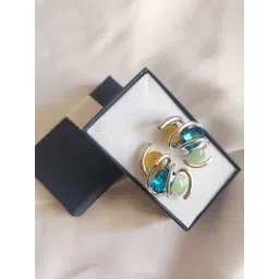 Piu Jewels Stainless Steel Silver-Plated Stones Studded Zig Zag Shaped Drop Earrings-picture-17