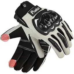 Pivalo Full Finger Bike Riding Gloves with Screen Touch Strong Knuckle Protective Shells Anti-Skid Surface Breathable Mesh Material Glove for Motorcycle Cycling Mountaineering (Black & Silver, XL)-picture-30