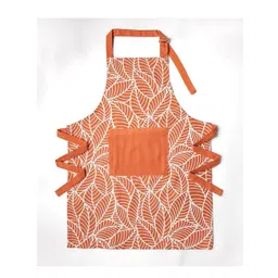 PIXEL HOME Orange -Colored Cotton Apron Adjustable Neck Strap & Ties With Center Pocket-picture-22