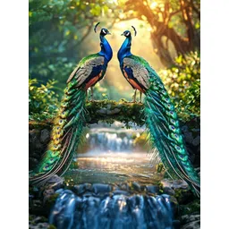 PixelAura Blue & Green Printed Self-Adhesive Royal Pair Peacocks Wall Sticker-picture-26