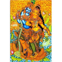 PixelAura Orange & Blue Religious Radha Krishna Printed Wall Sticker-picture-15
