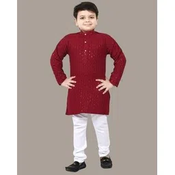 pixie n prince Boys Embellished & Embroidery Kurta Pyjama Set-picture-45