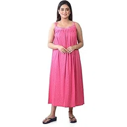 Pink Sleeveless Pure Cotton Nighty for Ladies/Girls - PCW00001411_XL-42-image-25