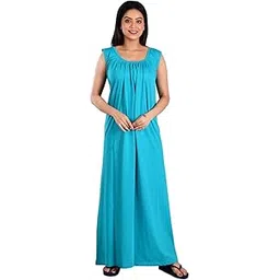 piyali's creation women's Piyali's Creation Hoisery Cotton Light Blue Sleeveless Nighty (3XL-46)-picture-13