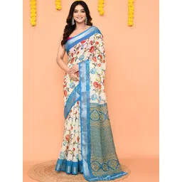 Piyari Fashion Floral Printed Pure Cotton Jamdani Saree-picture-37