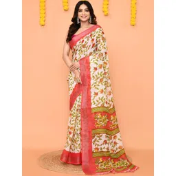 Piyari Fashion Floral Pure Cotton Jamdani Saree With Unstitched Blouse-picture-16