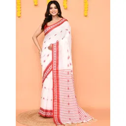 Piyari Fashion Woven Design Pure Cotton Handloom Jamdani Saree With Unstitched Blouse-picture-13