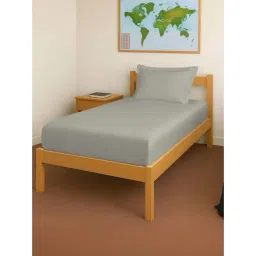 Pizuna Silver Cotton 400TC Bedsheet with 1 Pillow cover-picture-47