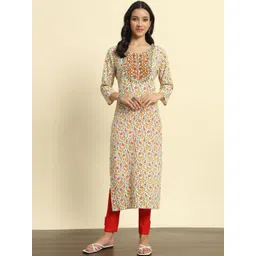 Pjyot by surhi Women Floral Printed Mirror Work Indie Florals Kurta-picture-13