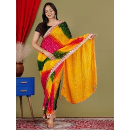 PK HUB Bandhani Beads and Stones Art Silk Bandhani Saree-picture-16