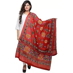 pk hub Cotton Embroidered Paper Mirror Work Dupatta for Women/Girls Chakachak Katch Dupatta-picture-17